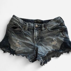 Silver Jeans Women's Distressed Denim Shorts - Black